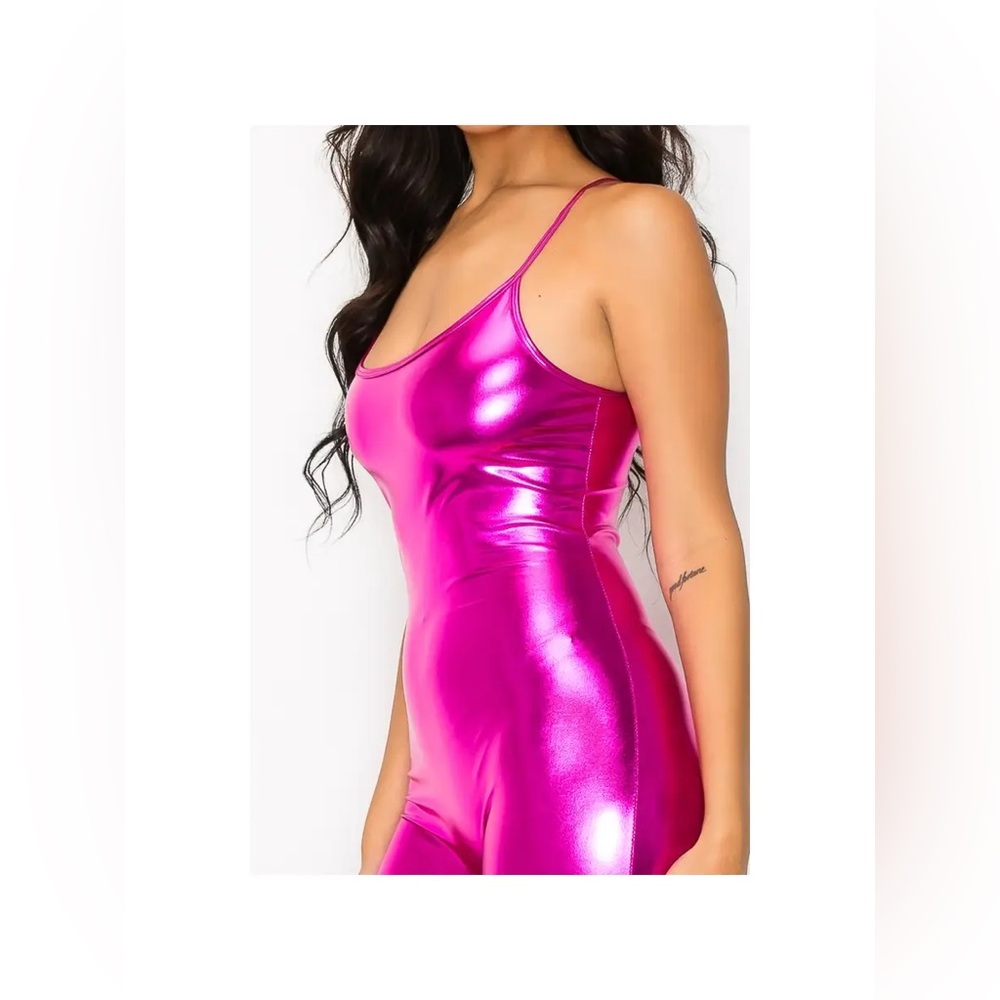 Barbie Shiny Foil Catsuit_hot Pink